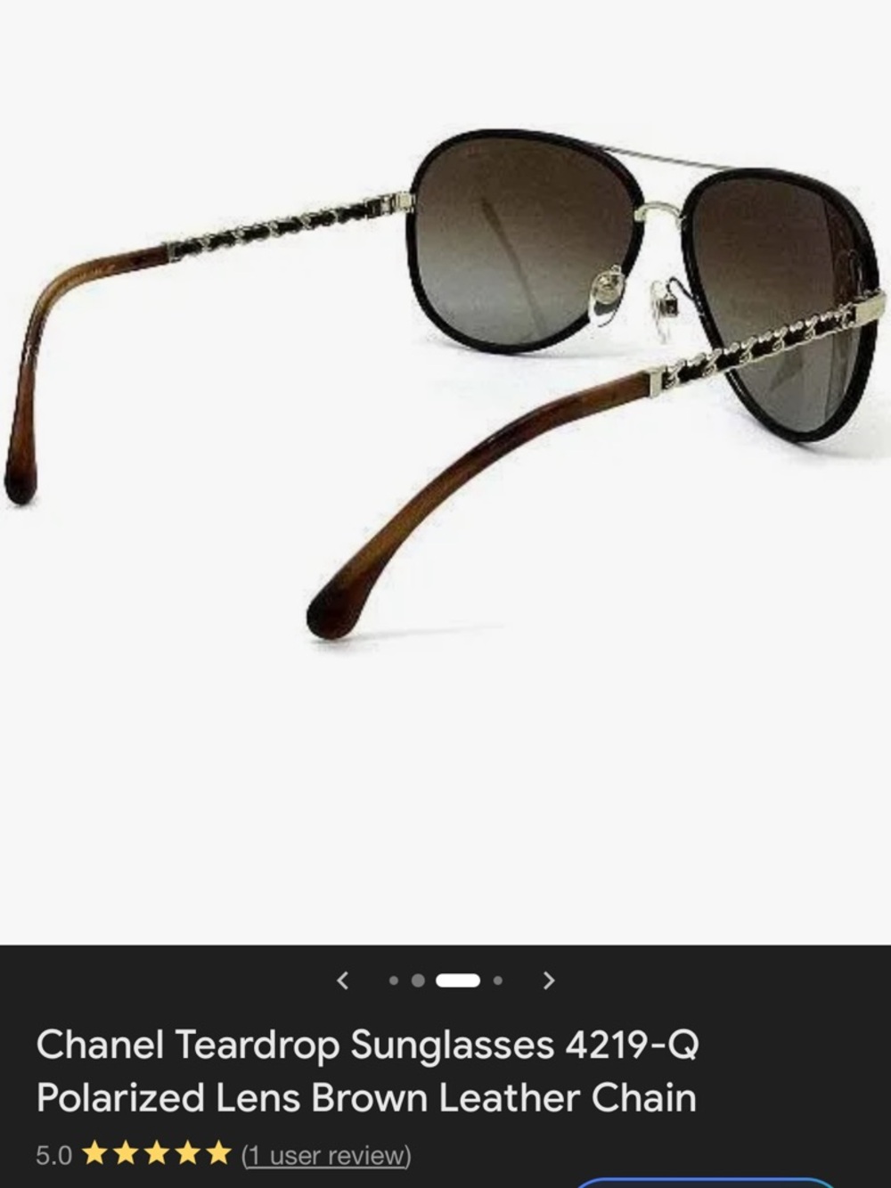 RARE Authentic CHANEL leather polarized aviator Sunglasses w Brown gradient Lens - Picture 3 of 10